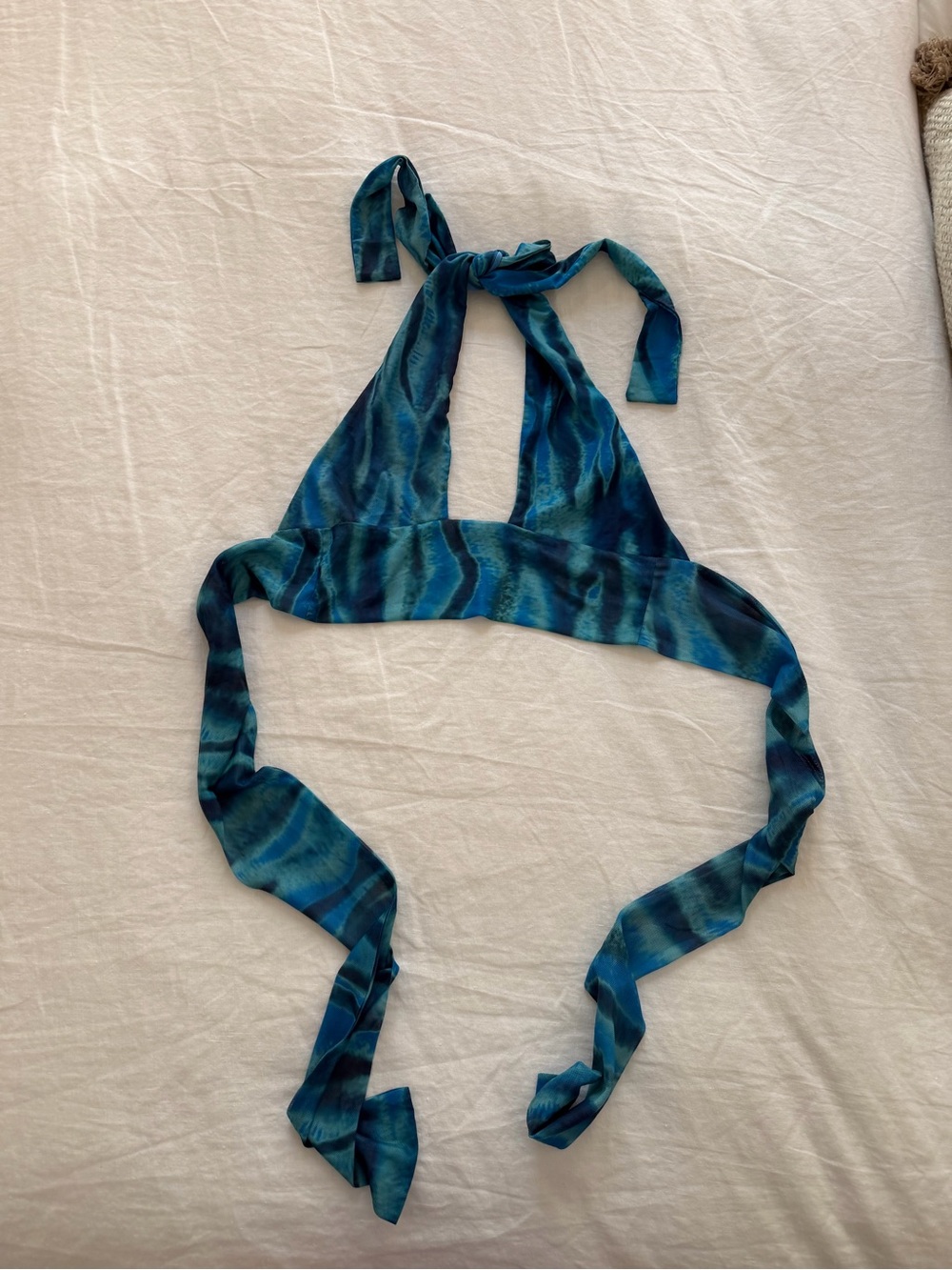 Blue Tie-Dye Halter Top